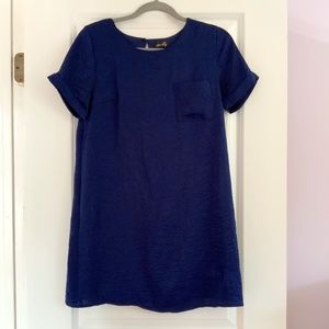 Silky navy blue babydoll dress